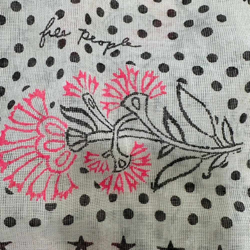 Free People White Shoulder Bag with Pink Floral Print